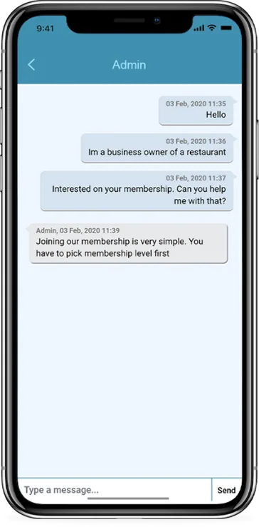 Chat Support app screen