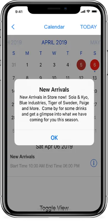 Event Calendar app screen