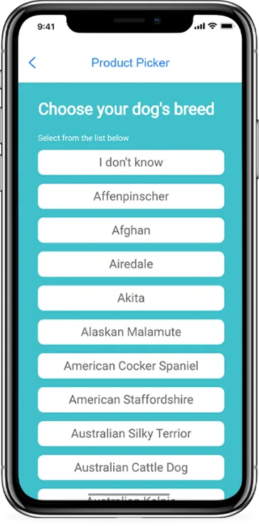 Product Picker app screen