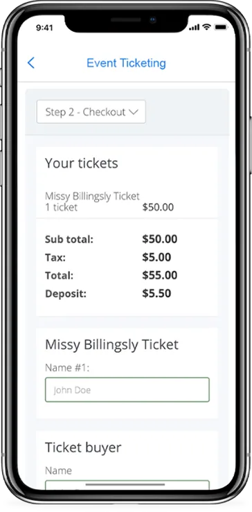 Event Ticketing app screen