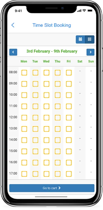 Time Slot Booking app screen