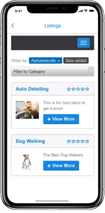 Yellow Page app screen